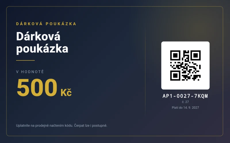 Dárková poukázka v elegantním tmavém vzhledu