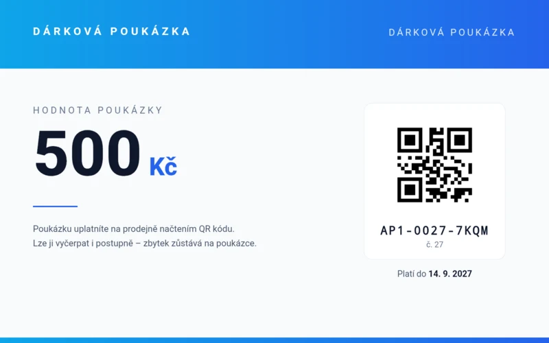 Dárková poukázka ve světlém vzhledu